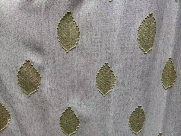 HG11076 Leaf & Diamond Clip-Jacquard Sheer Curtain Fabric