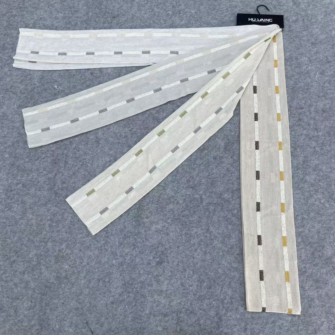 HG11075 Linear Stripe Clip-Jacquard Sheer Curtain Fabric available colorways
