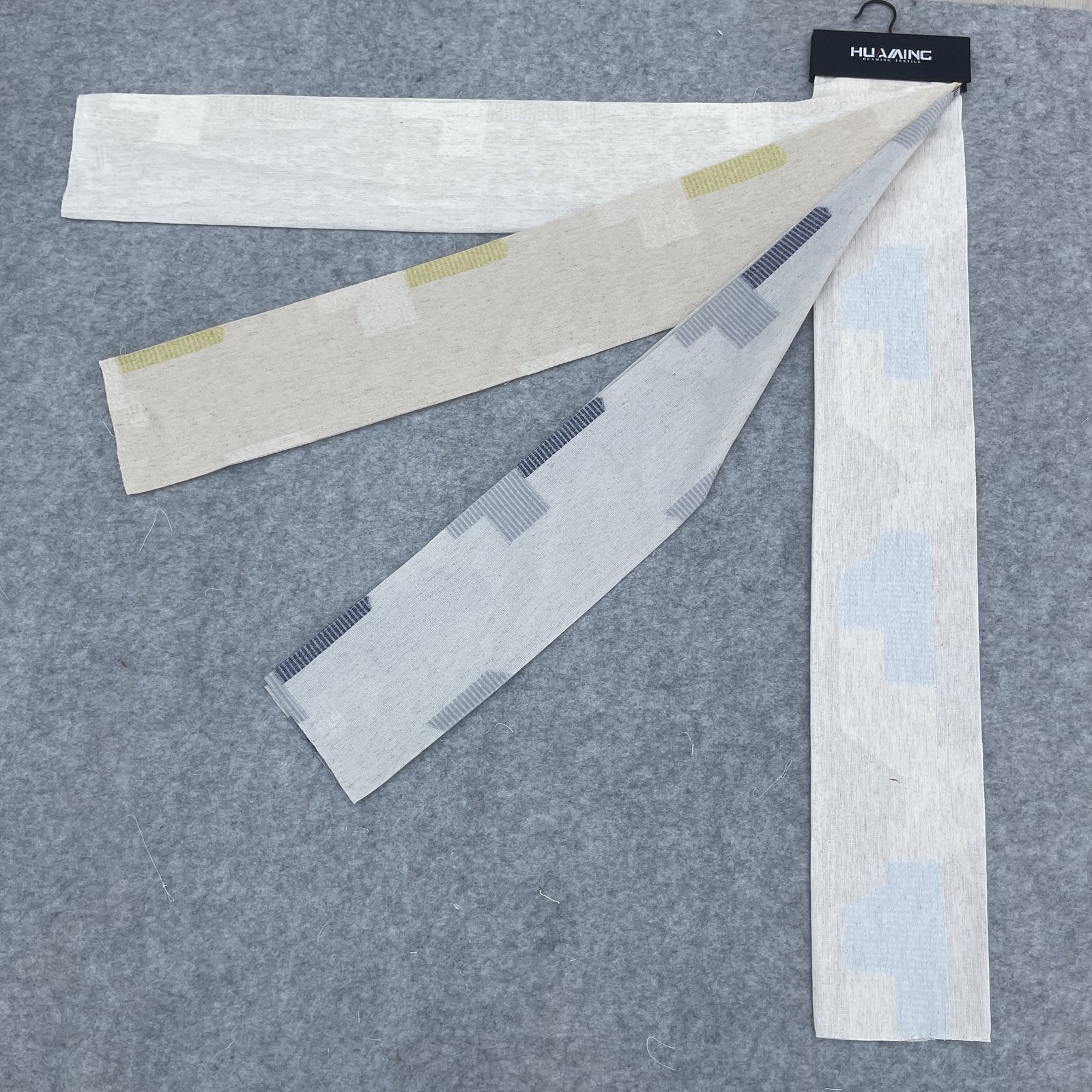 HG11077 Geometric Block Clip-Jacquard Sheer Curtain Fabric available colorways