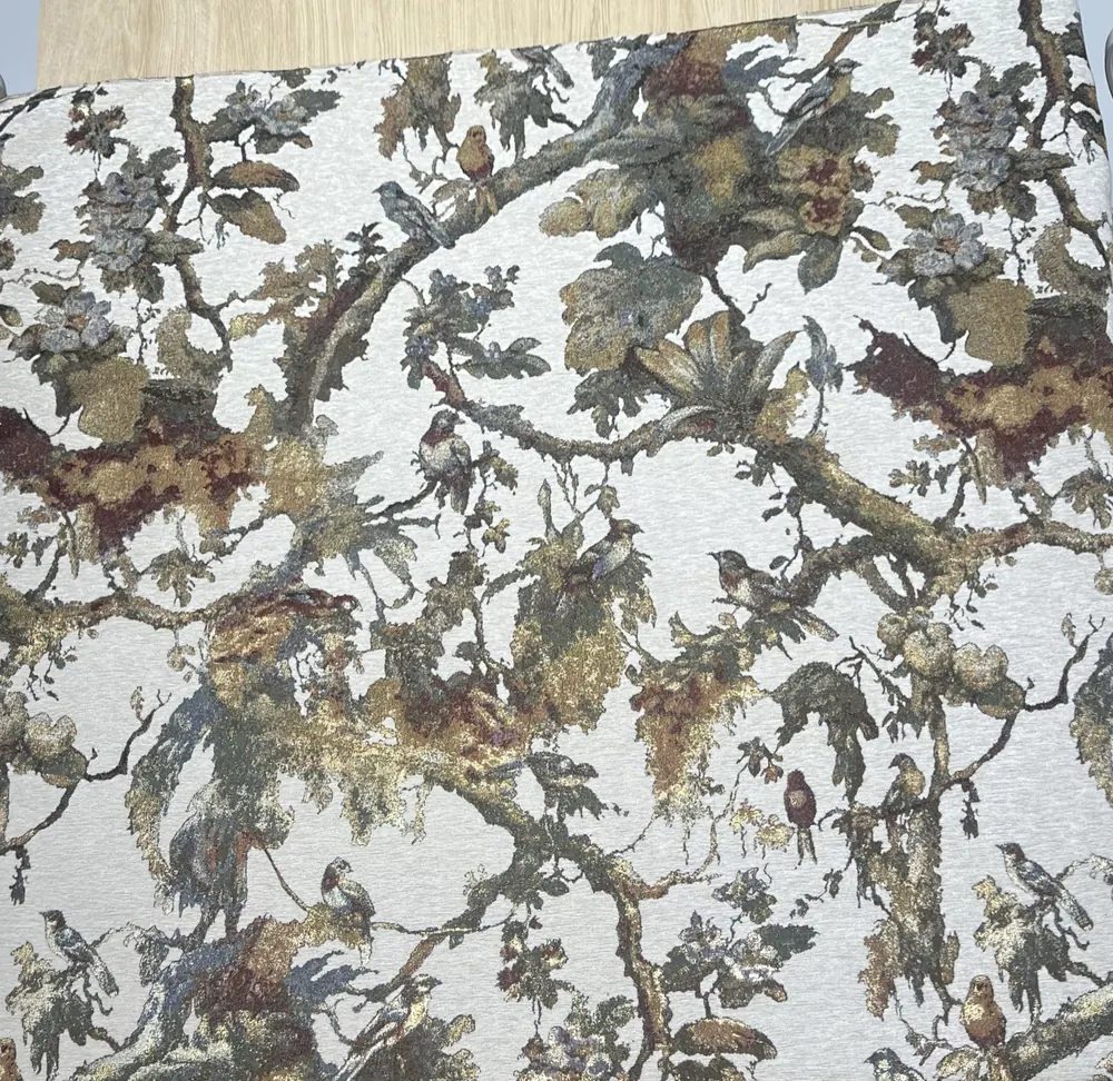Floral and bird tapestry-style jacquard upholstery fabric by Huaming